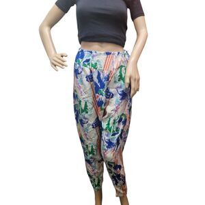 Tucker Silk Floral Pants with Ankle Zipper